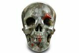Realistic, Polished Bloodstone (Heliotrope) Skull - South Africa #378598-2